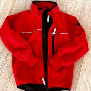 Kids fleece jacket Polarn O. Parnet , red, size 6-7Y